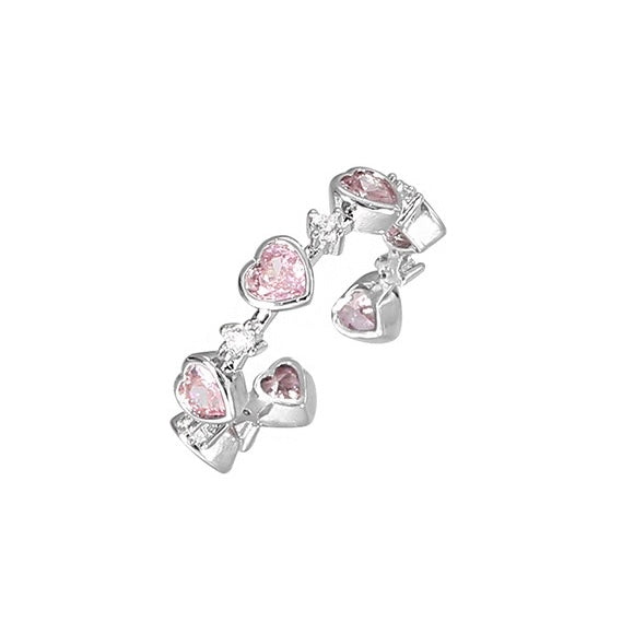 Pink Crystal Heart Ring