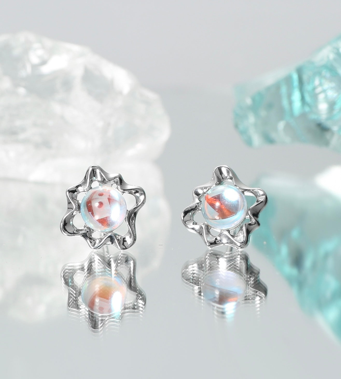 Moonstone Flower Earrings