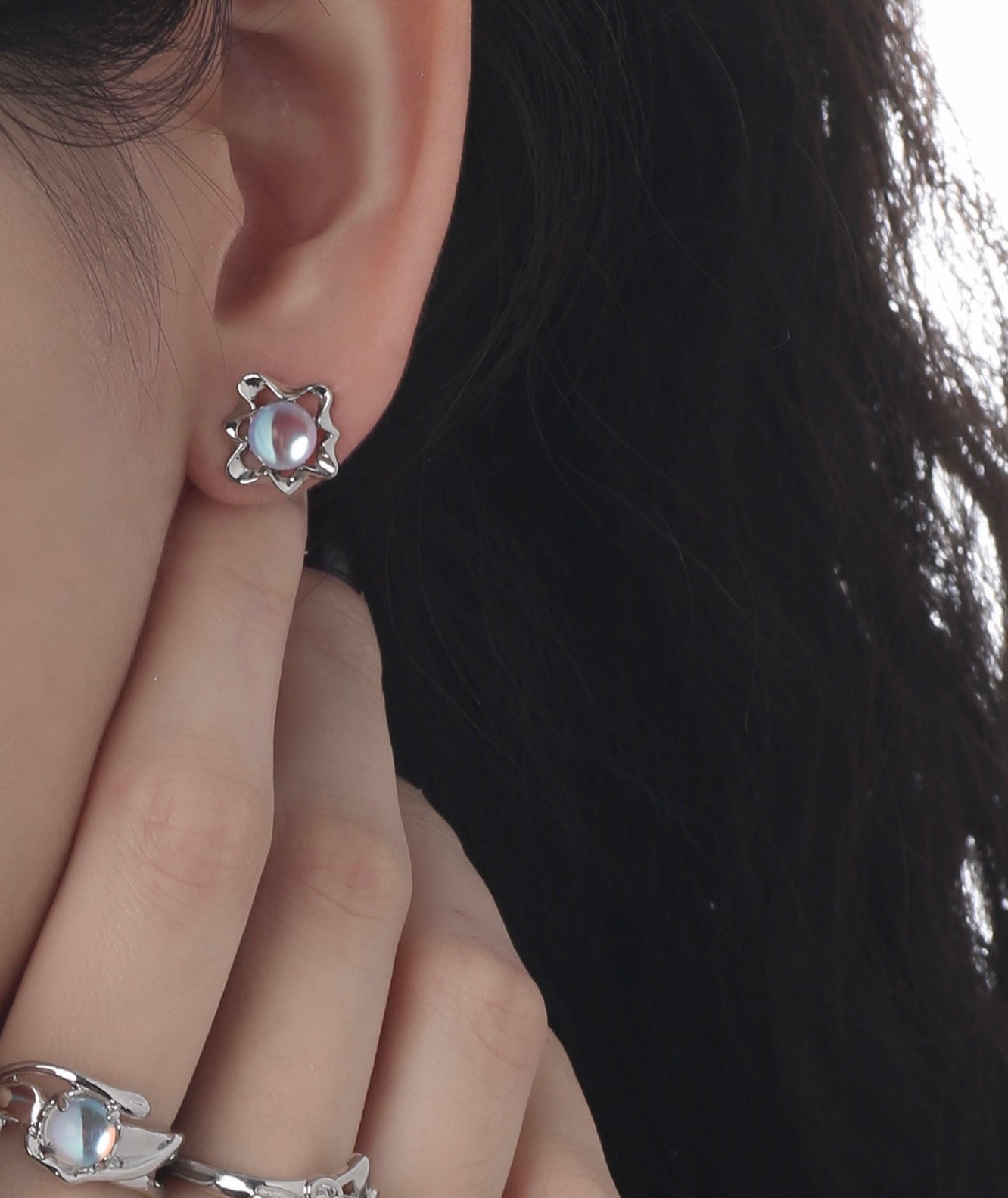 Moonstone Flower Earrings