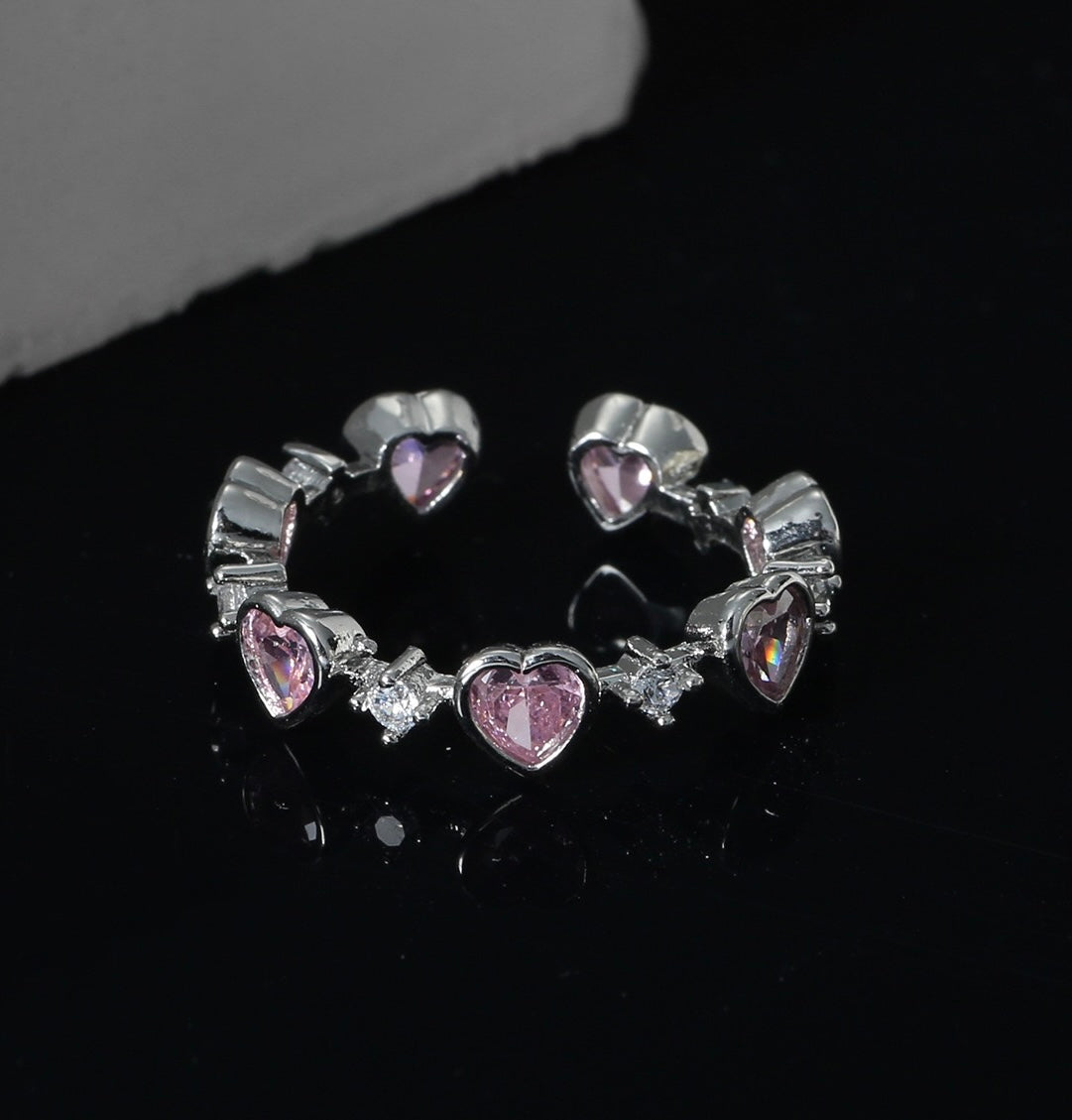 Pink Crystal Heart Ring