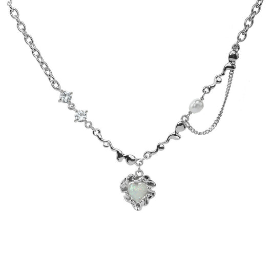 Love Heart Opal Pearl Necklace