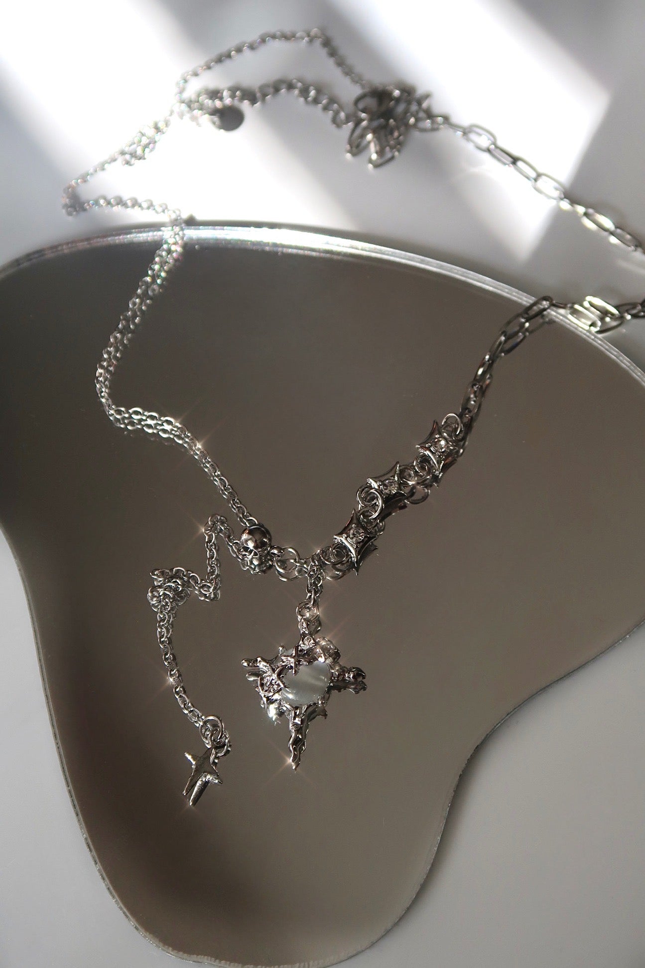 Moonstone Dwarf Planet Necklace (Thin)