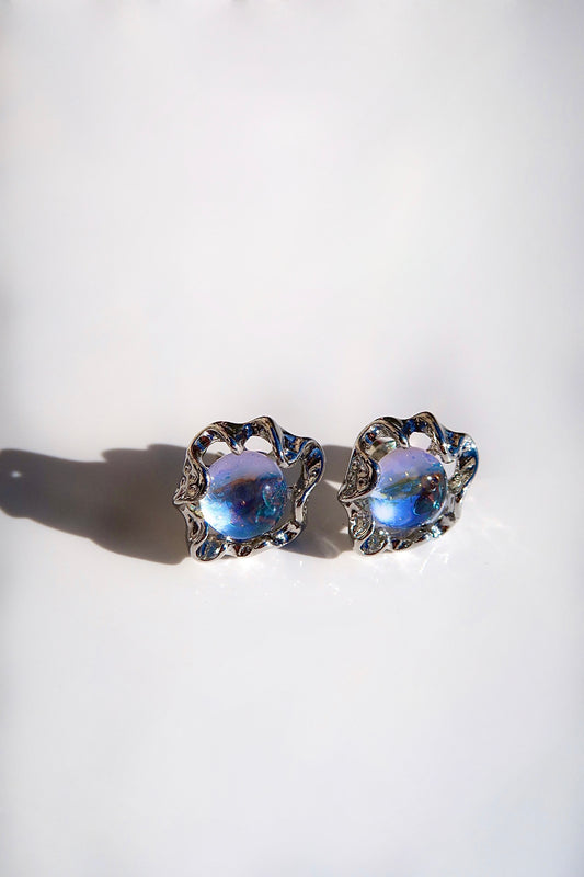 Coral Blue Crystal Earrings