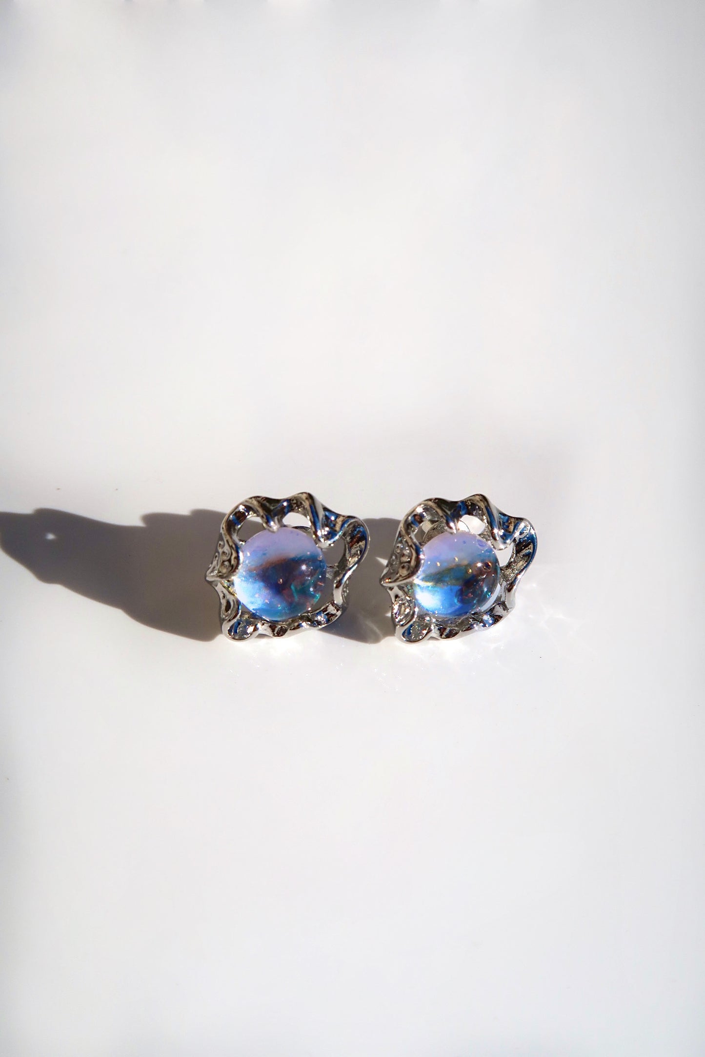 Coral Blue Crystal Earrings