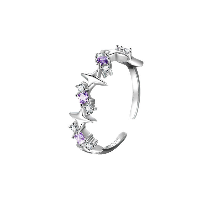 Quadruple Asteroid Purple Crystal Ring