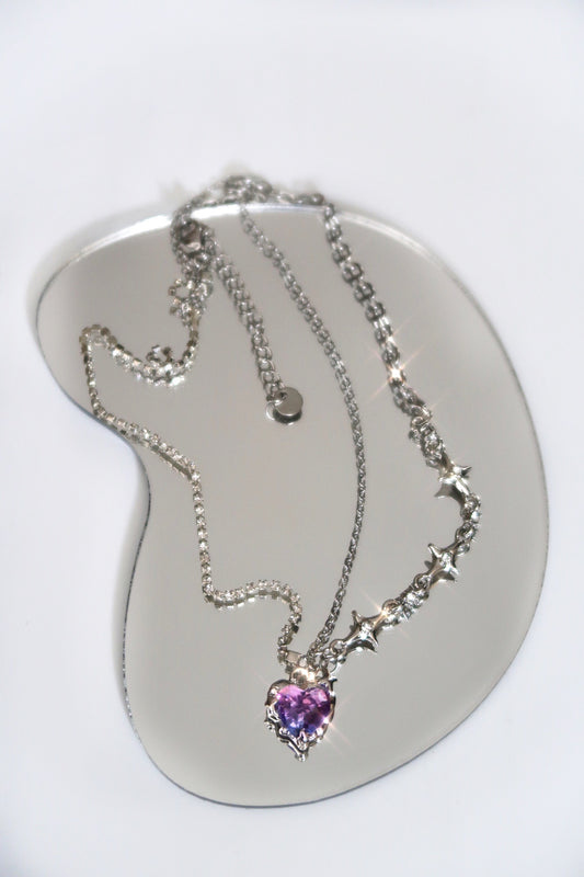 Purple heart crystal necklace