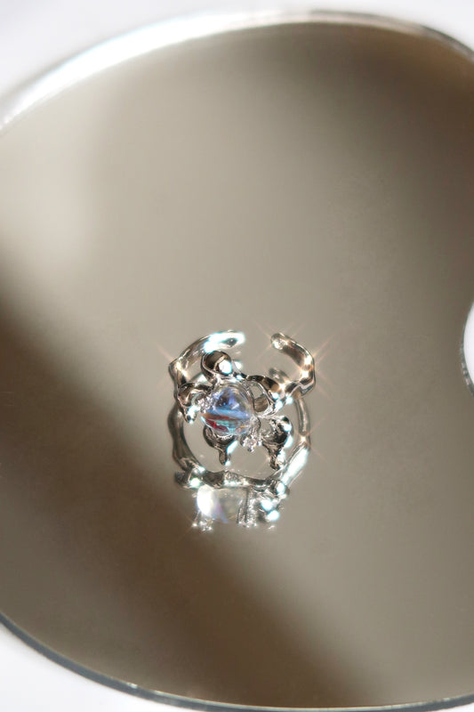 Moonstone Flower Ring