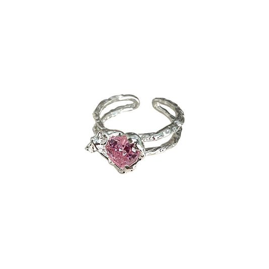 Pink Heart Open Ring