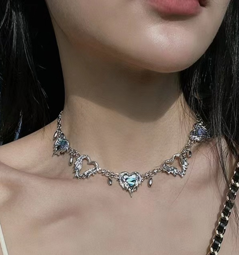 Navy Lava Heart Necklace